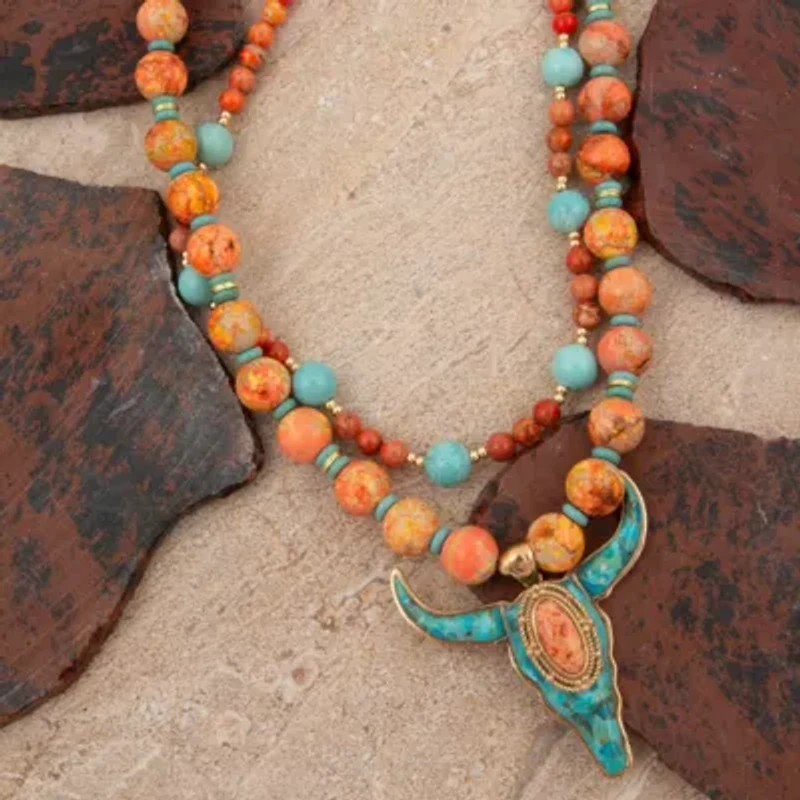 Longhorn Blue Turquoise Golden Necklace