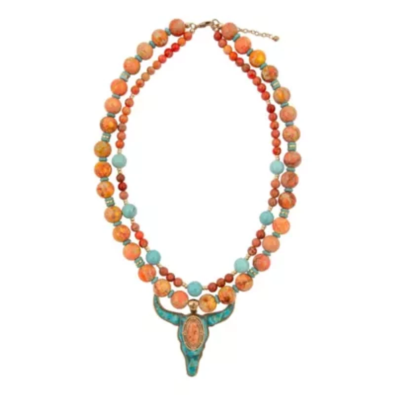 Longhorn Blue Turquoise Golden Necklace