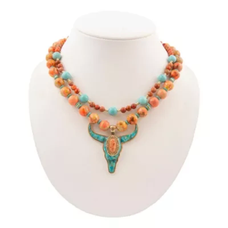 Longhorn Blue Turquoise Golden Necklace
