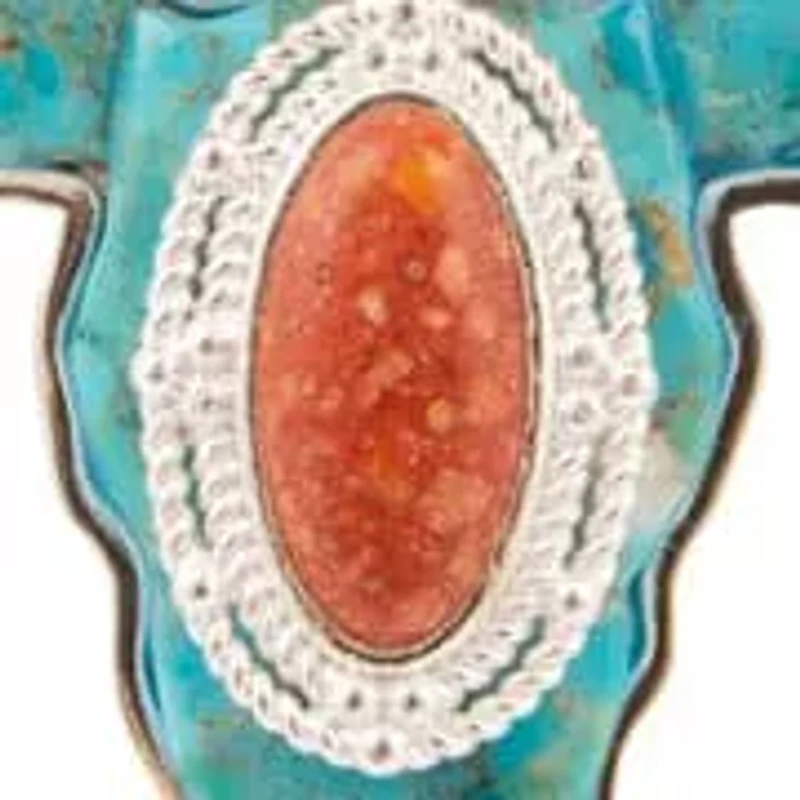 Longhorn Blue Turquoise Silver Necklace