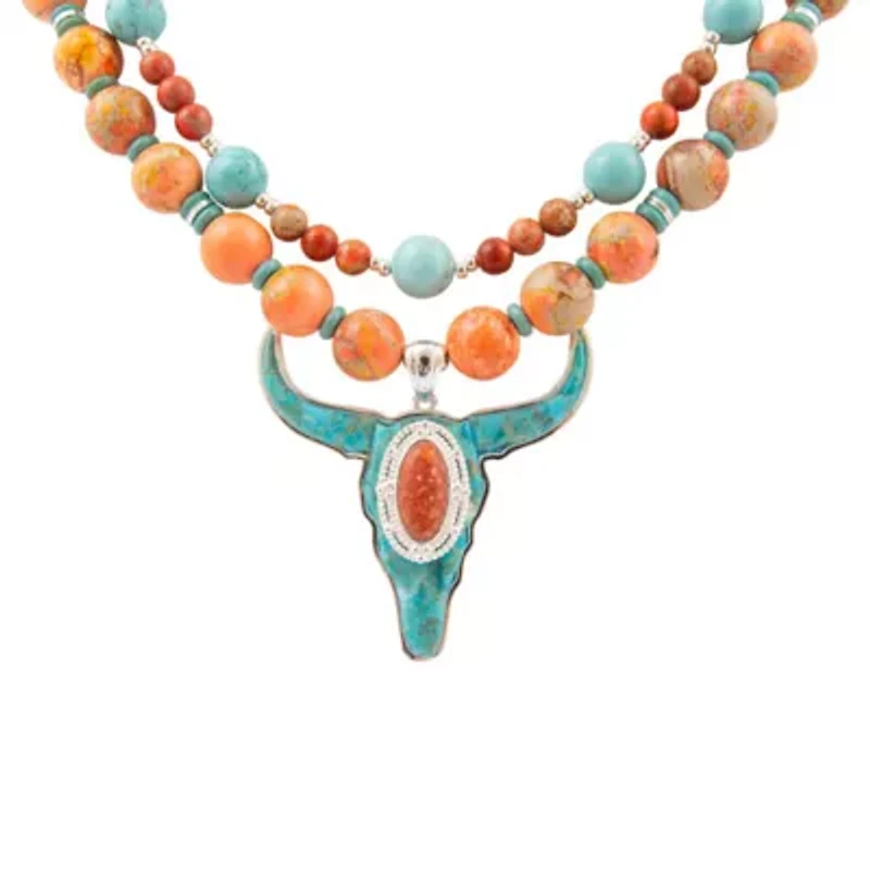 Longhorn Blue Turquoise Silver Necklace