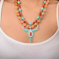 Longhorn Blue Turquoise Silver Necklace