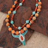 Longhorn Blue Turquoise Silver Necklace