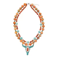 Longhorn Blue Turquoise Silver Necklace