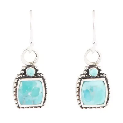 Delicately Detailed Blue Turquoise and Silver Earrings