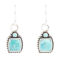 Delicately Detailed Blue Turquoise and Silver Earrings