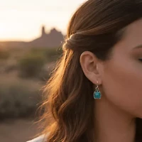 Delicately Detailed Blue Turquoise and Silver Earrings