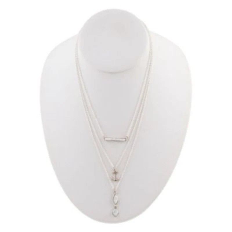 White Howlite and Sterling Silver Anchored To You Necklace
