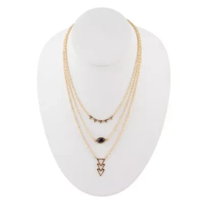 Marcasite and Onyx Bronze Layered Necklace