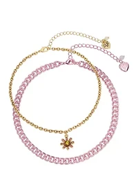 Set of Daisy Charm Choker Necklaces