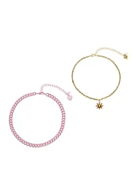 Set of Daisy Charm Choker Necklaces