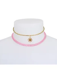 Set of Daisy Charm Choker Necklaces
