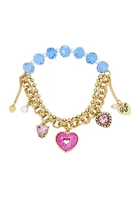 Heart Charm Beaded Stretch Bracelet