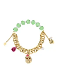 Skull Charm Beaded Stretch Bracelet