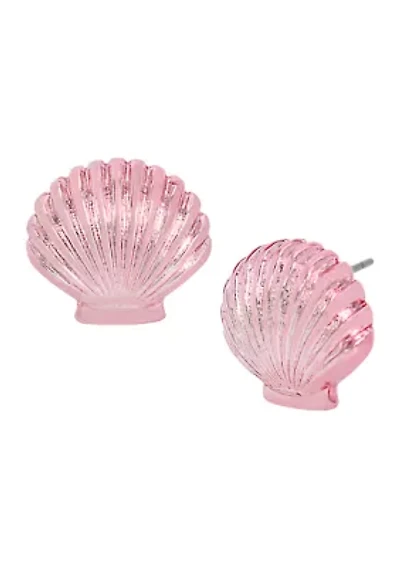 Pink Seashell Stud Earrings