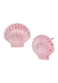 Pink Seashell Stud Earrings