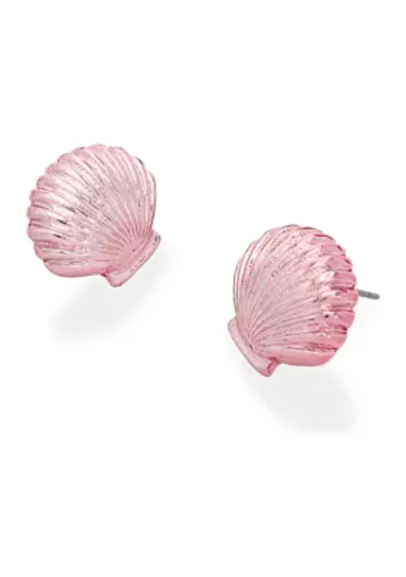 Pink Seashell Stud Earrings