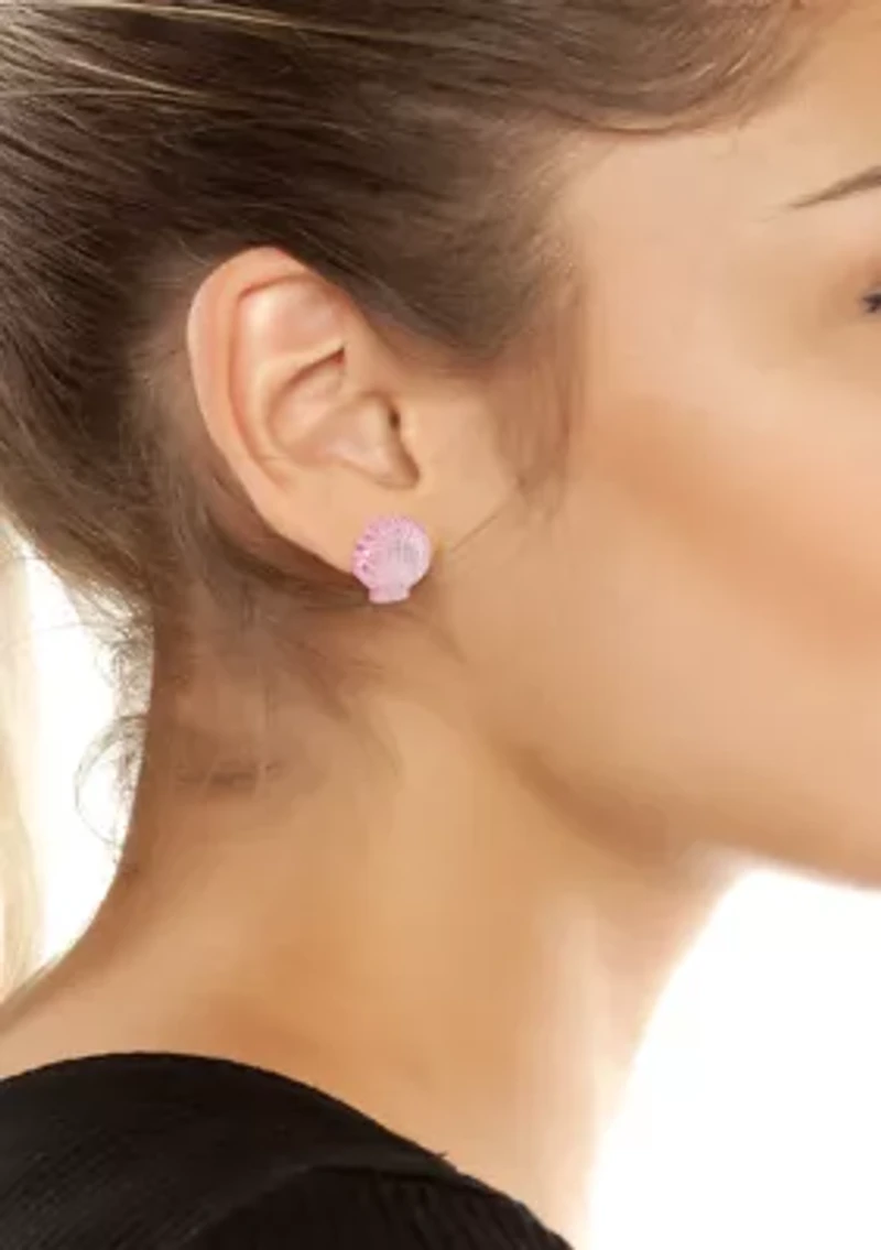 Pink Seashell Stud Earrings