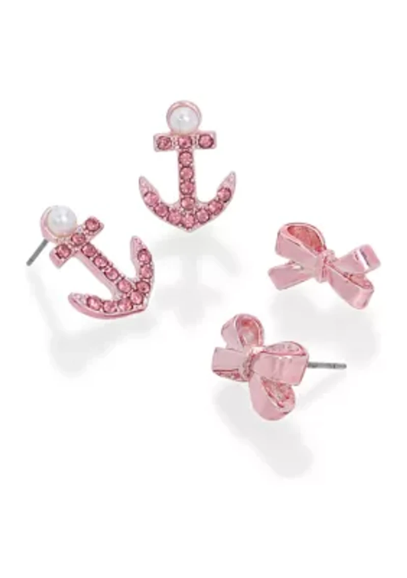 Anchor & Bow Duo Earring Set