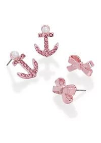 Anchor & Bow Duo Earring Set