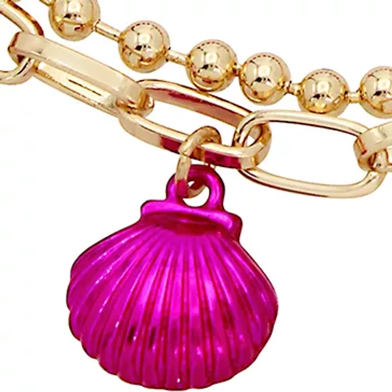 Seashell & Anchor Charm Stretch Bracelet