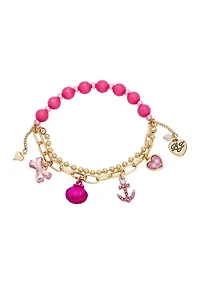 Seashell & Anchor Charm Stretch Bracelet