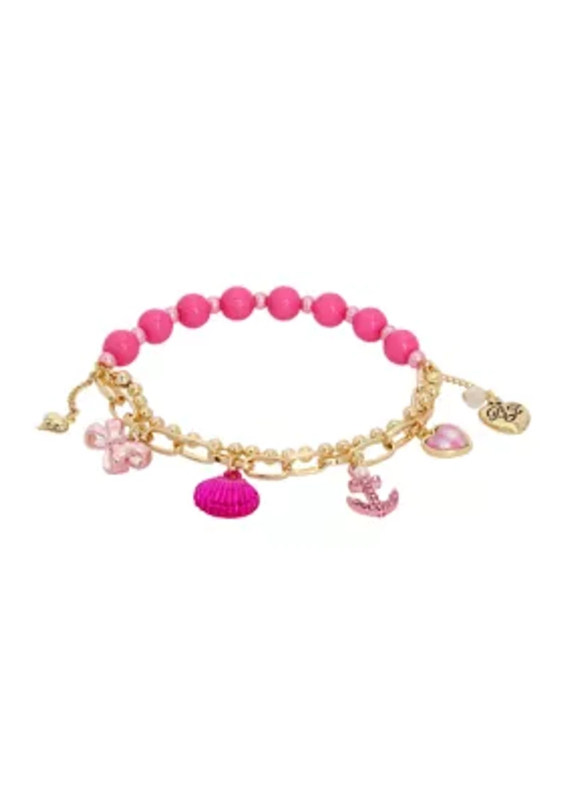 Seashell & Anchor Charm Stretch Bracelet