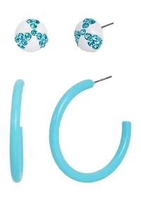 Beach Ball Stud and Hoop Duo Earrings Set