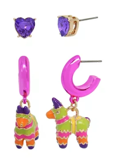 Piñata Charm Huggie Earring Set
