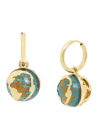 Globe Charm Huggie Earrings