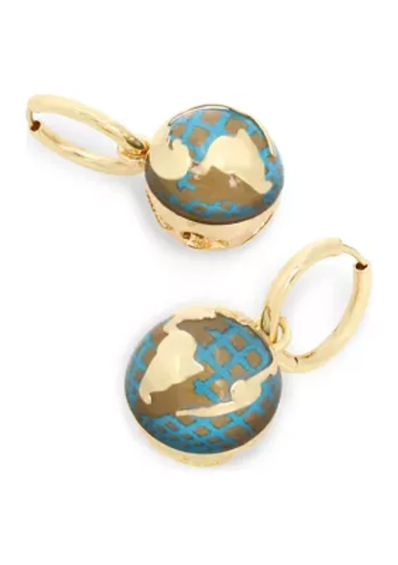 Globe Charm Huggie Earrings