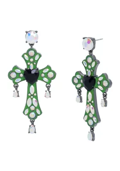 Cross Statement Drop Earrings
