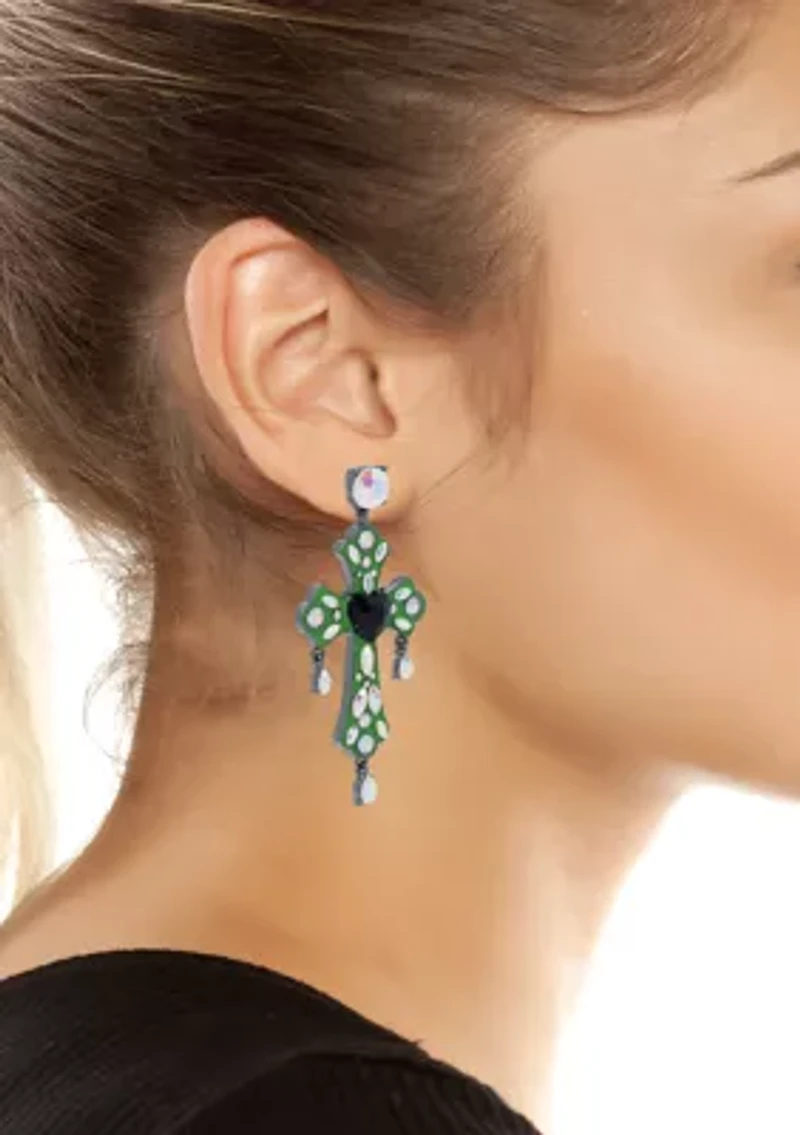 Cross Statement Drop Earrings