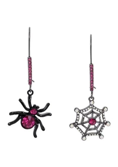 Spider Web Mismatch Dangle Earrings