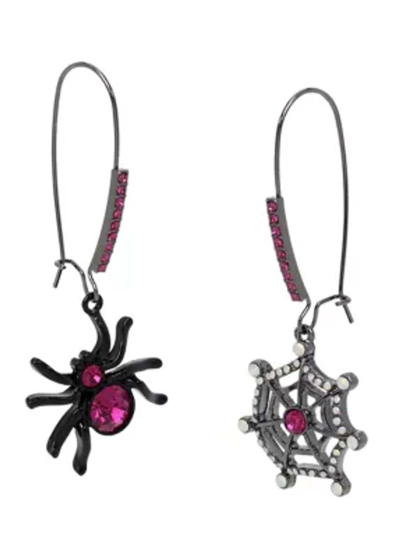 Spider Web Mismatch Dangle Earrings
