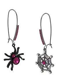Spider Web Mismatch Dangle Earrings