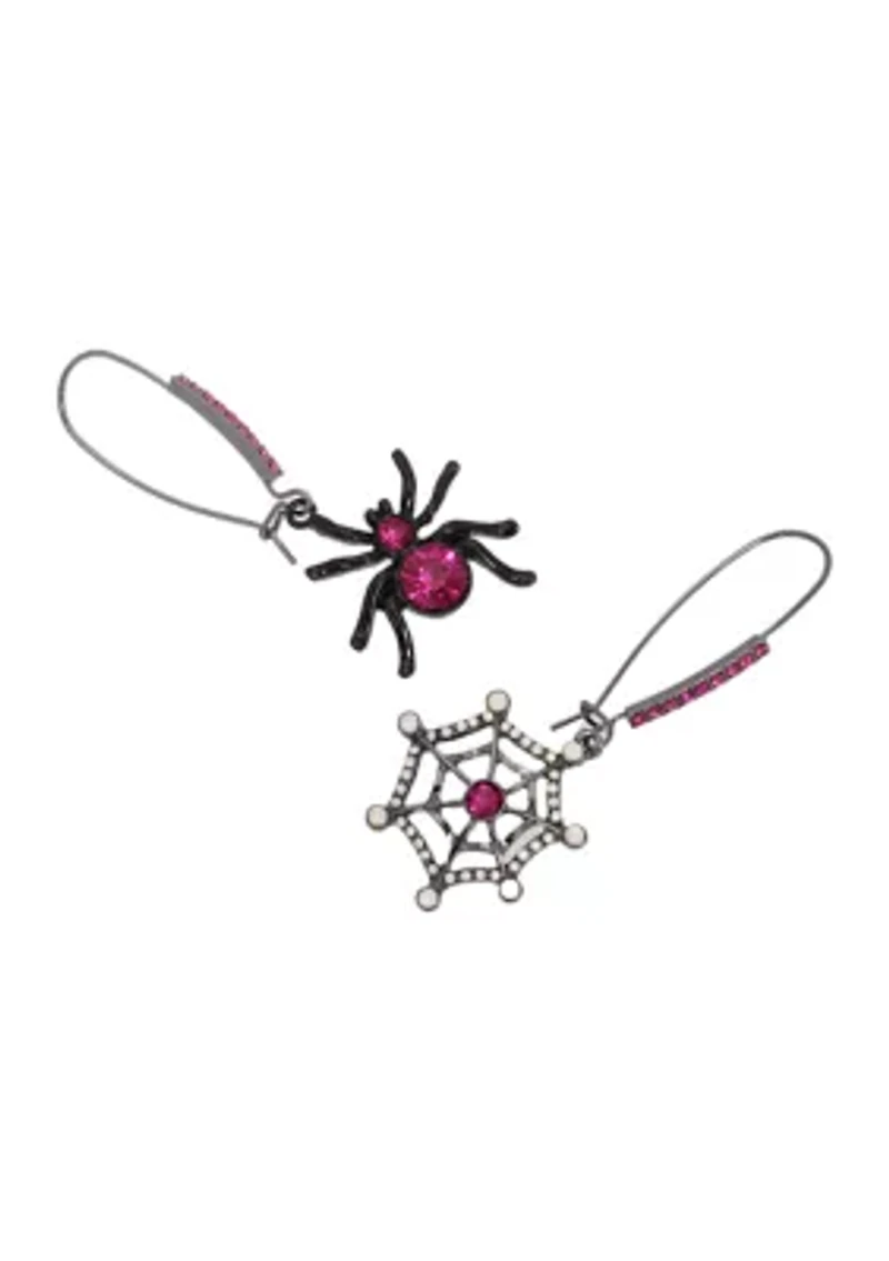 Spider Web Mismatch Dangle Earrings