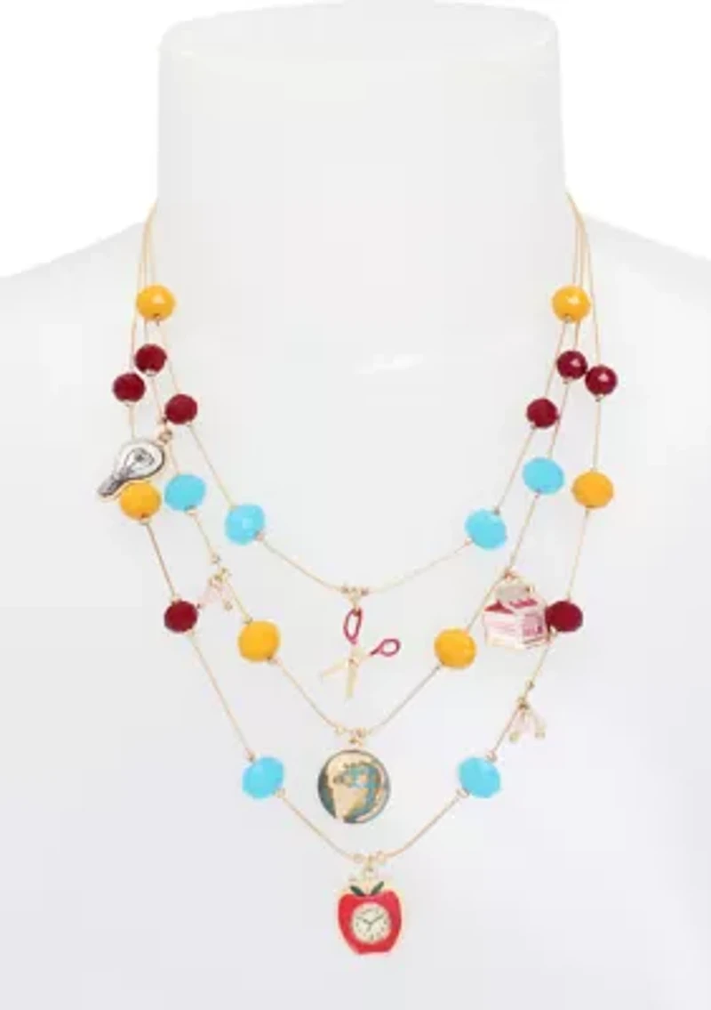 Back to School Charm Layered Necklace