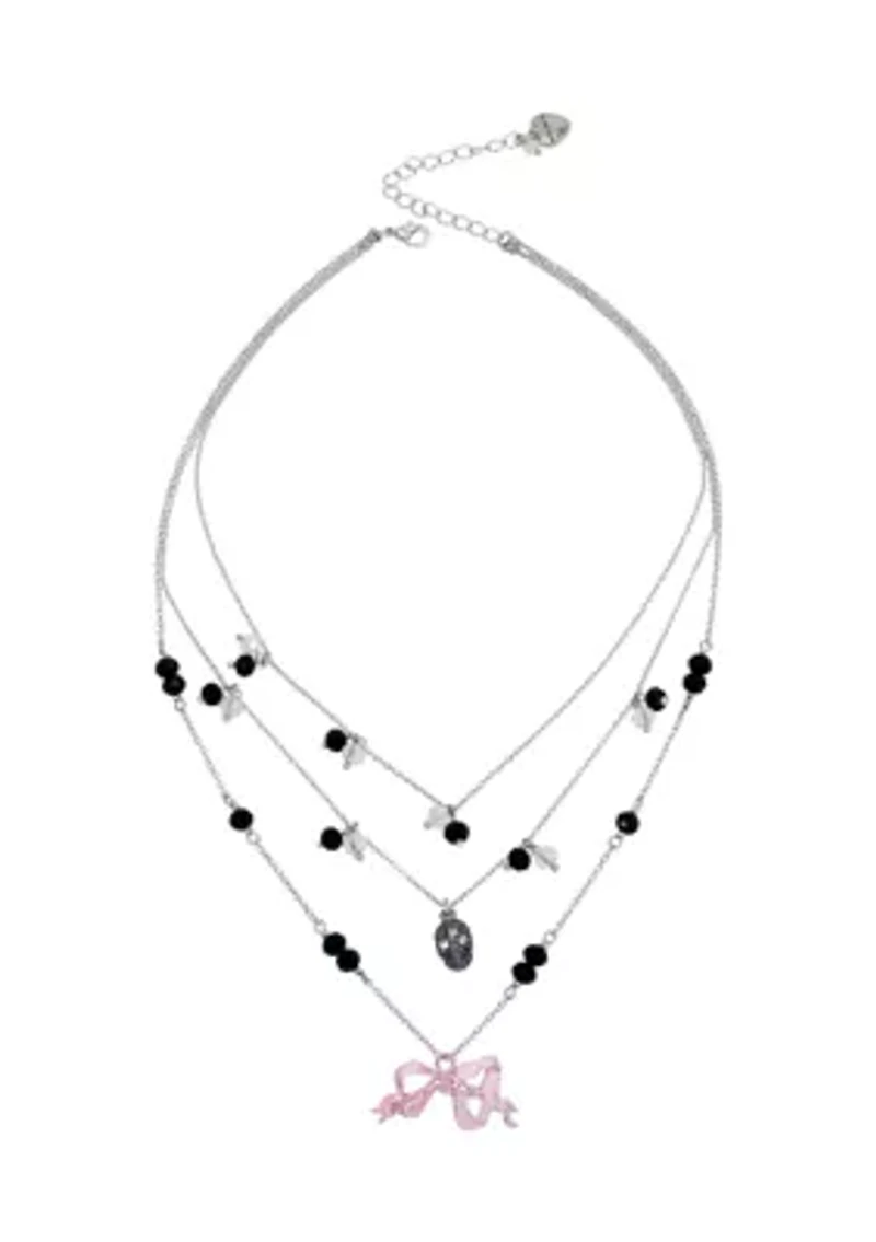Bow & Skull Layered Illusion Necklace