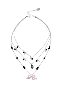 Bow & Skull Layered Illusion Necklace