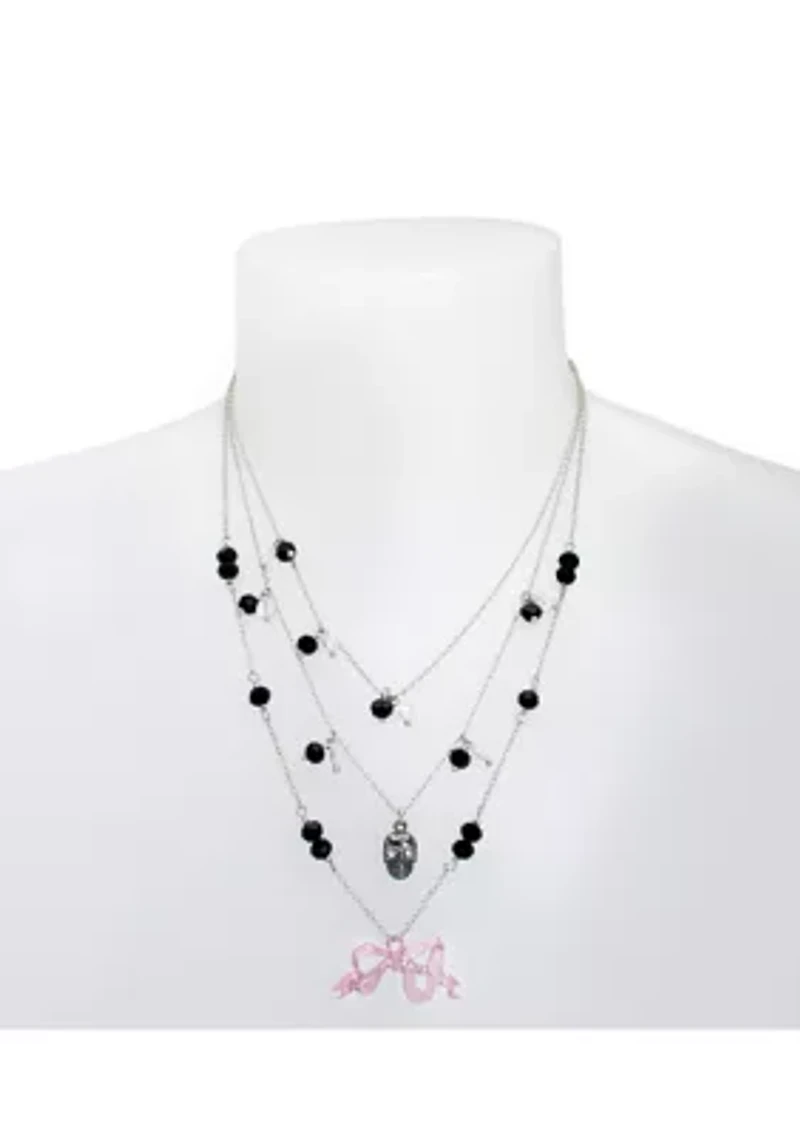 Bow & Skull Layered Illusion Necklace