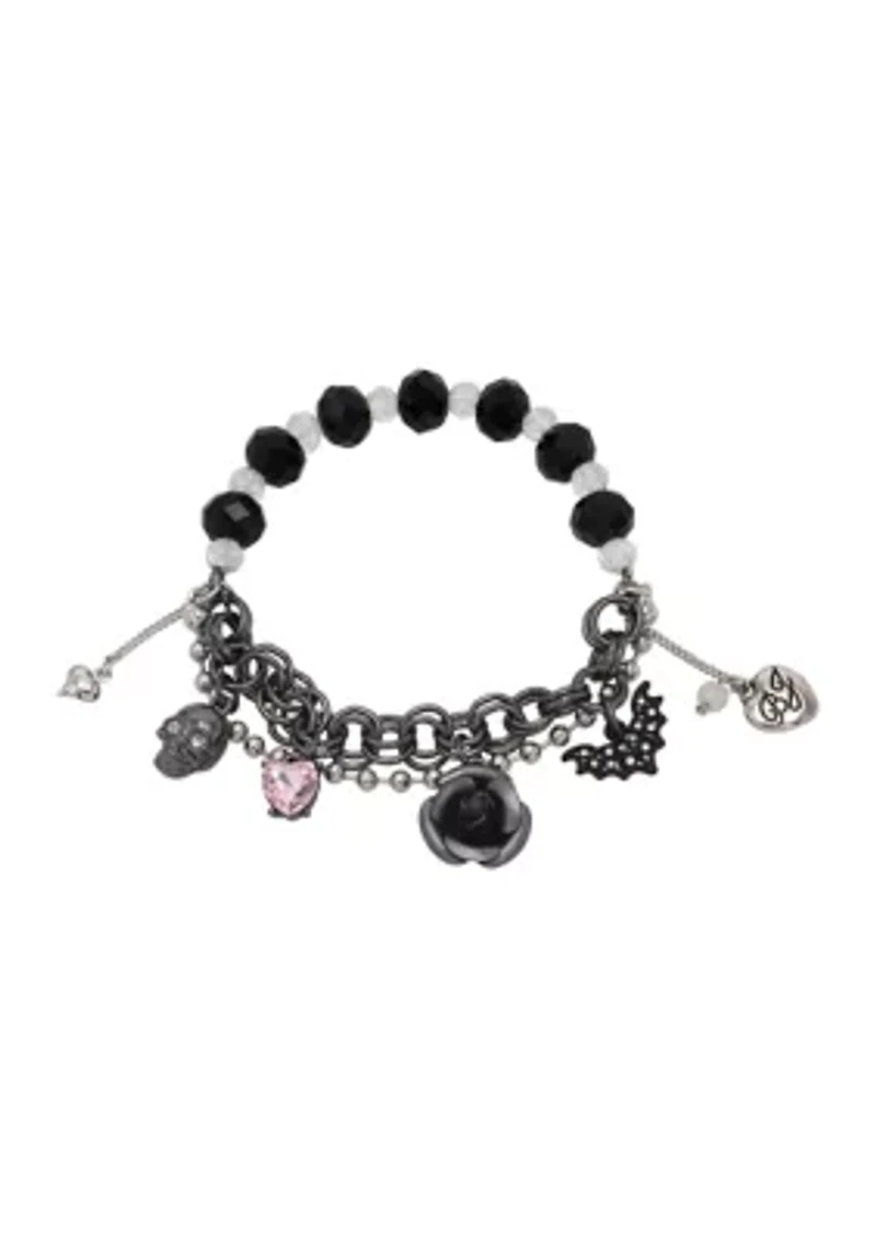 Skull Charm Stretch Bracelet