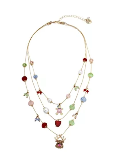 Jingle Bell Bling Christmas Charm Layered Necklace