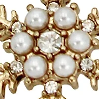 Snowflake Charm Pearl Stretch Bracelet