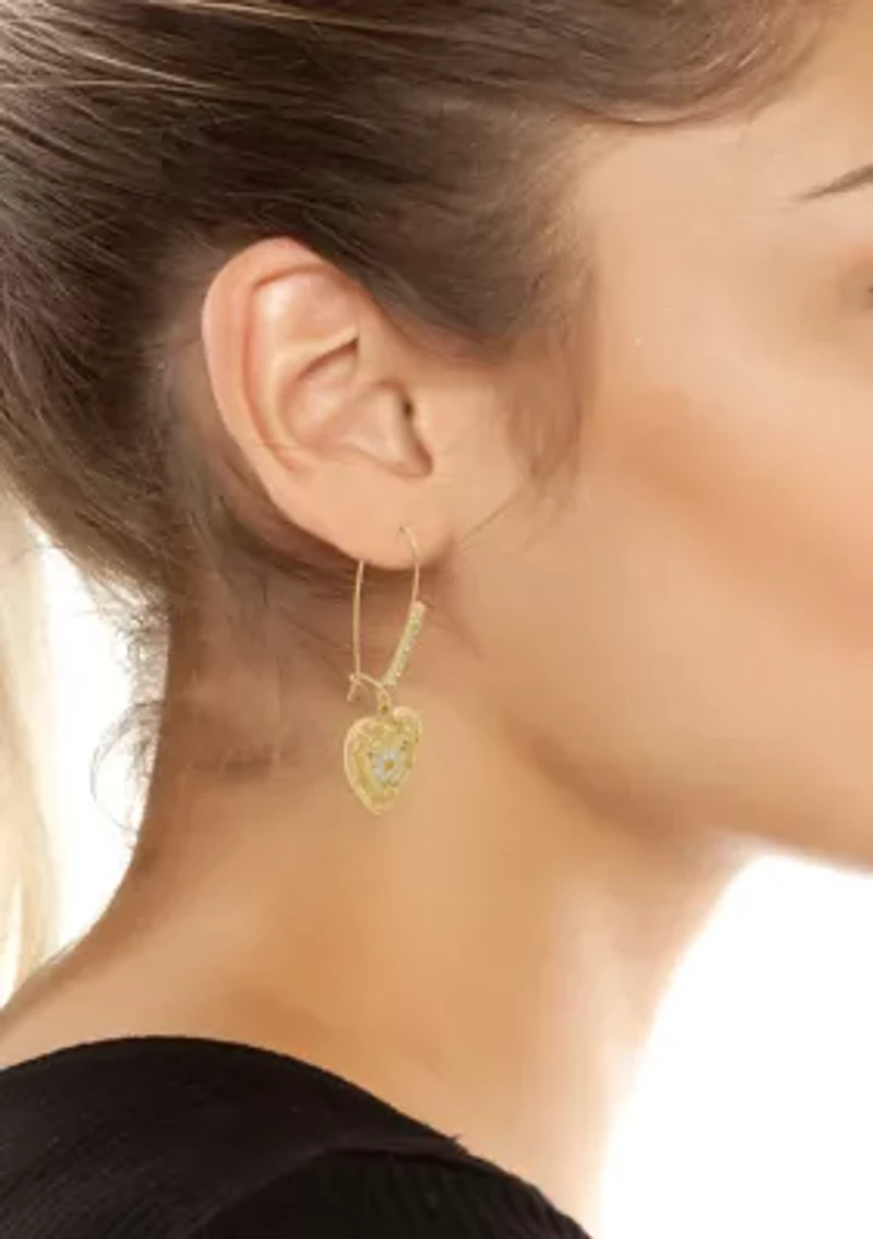 Sweetheart Daisy Heart Dangle Earrings