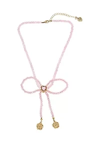 Sweetheart Beaded Bow Bib Necklace