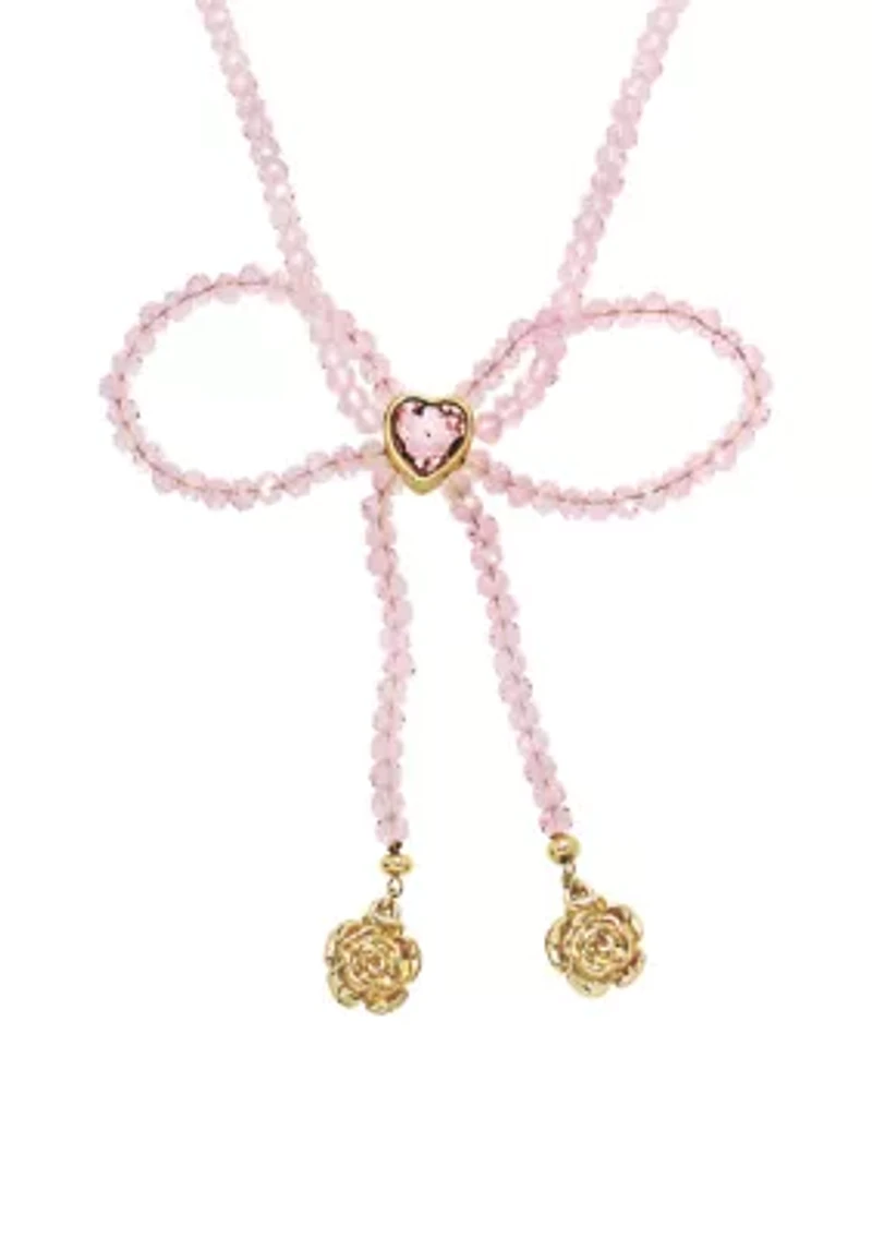 Sweetheart Beaded Bow Bib Necklace