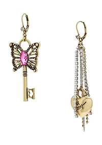 Boho Butterfly Lock & Key Earrings
