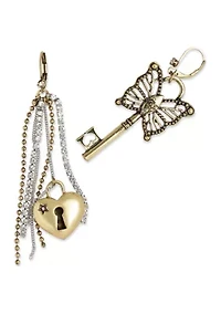 Boho Butterfly Lock & Key Earrings