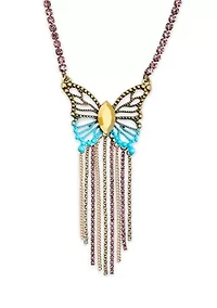 Boho Butterfly Fringe Pendant Necklace